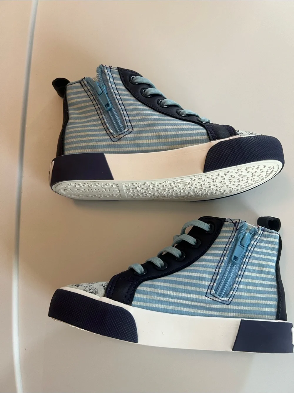 Kids Bluey BlueStriped High-Top Sneakers with Character Accent